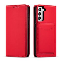 Hurtel Magnet Card Case mallille Samsung Galaxy S22, punainen hinta ja tiedot | Puhelimen kuoret ja kotelot | hobbyhall.fi