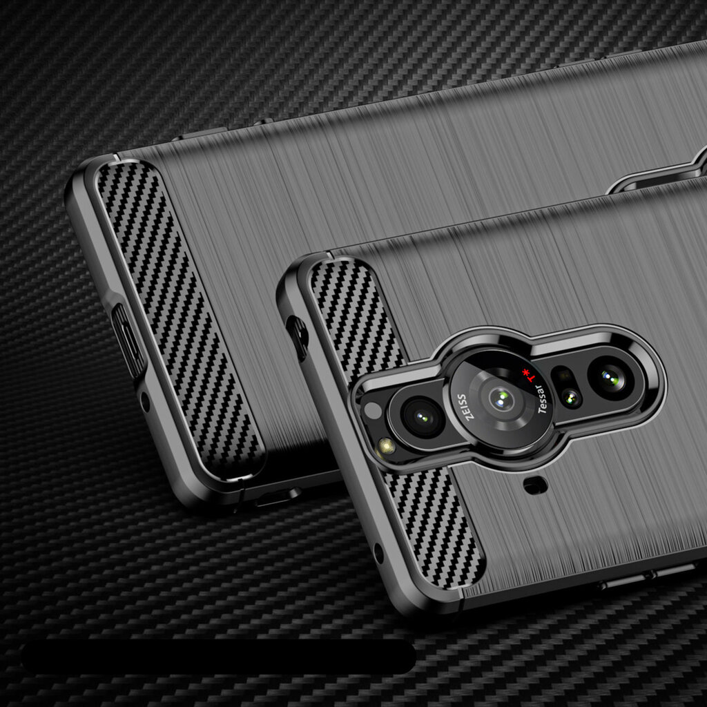 Hurtel Carbon Case mallille Sony Xperia Pro-I, musta hinta ja tiedot | Puhelimen kuoret ja kotelot | hobbyhall.fi