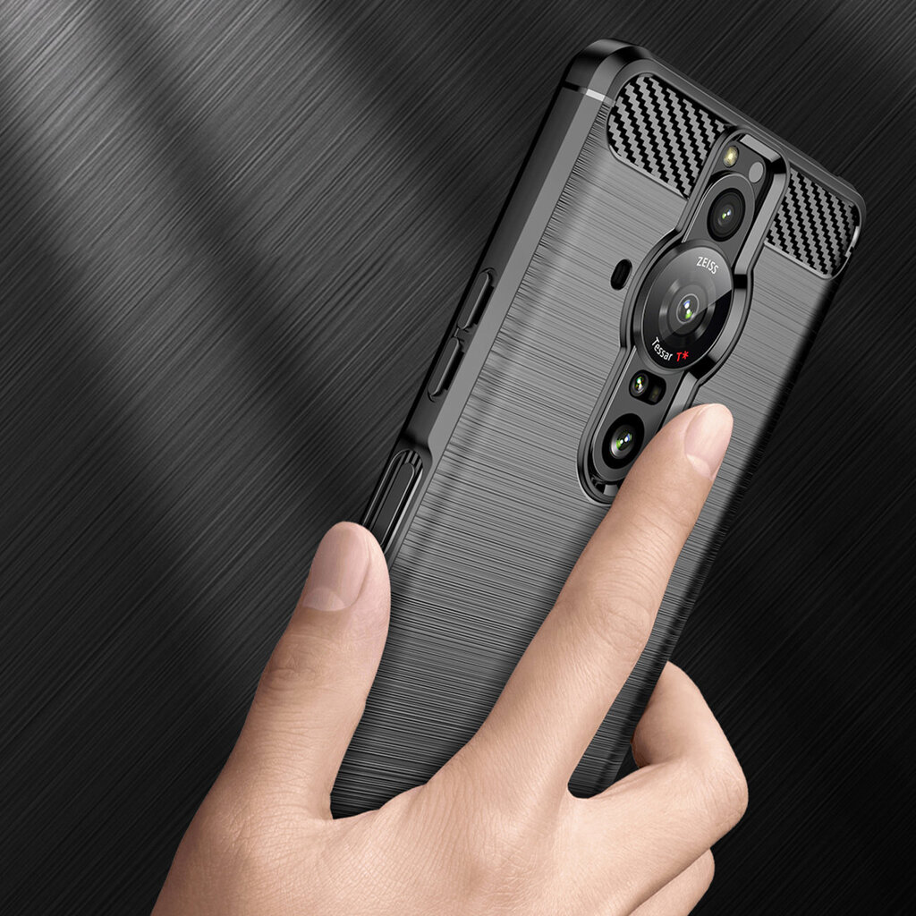 Hurtel Carbon Case mallille Sony Xperia Pro-I, musta hinta ja tiedot | Puhelimen kuoret ja kotelot | hobbyhall.fi