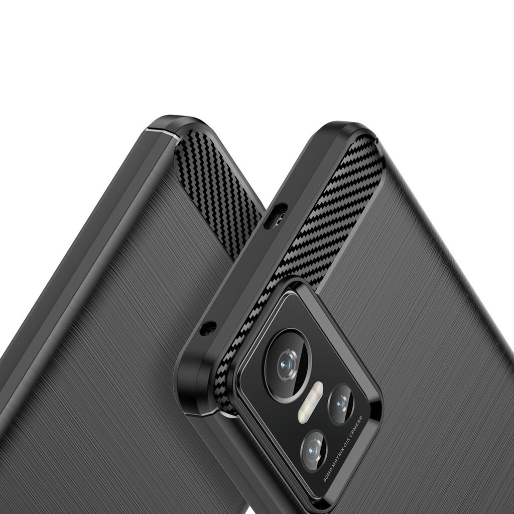 Hurtel Carbon Case mallille Realme GT Neo 3, musta hinta ja tiedot | Puhelimen kuoret ja kotelot | hobbyhall.fi