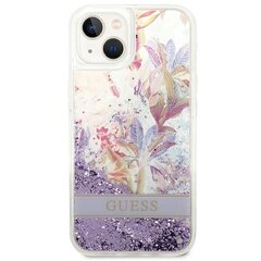 GUESS Flower Liquid Glitter Hardcase - iPhone 14 Plus, violetti hinta ja tiedot | Puhelimen kuoret ja kotelot | hobbyhall.fi
