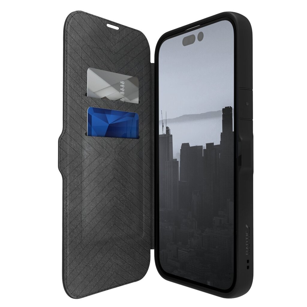 Raptic X-Doria Urban Folio iPhone 14 Pro Max flip Black hinta ja tiedot | Puhelimen kuoret ja kotelot | hobbyhall.fi