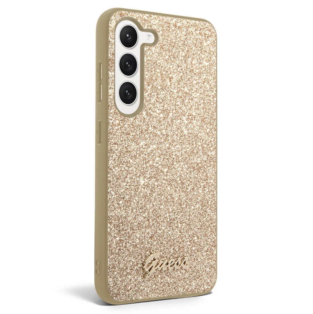 Guess PC|TPU Glitter Flakes Metal Logo Case - Samsung Galaxy S23 kultainen hinta ja tiedot | Puhelimen kuoret ja kotelot | hobbyhall.fi