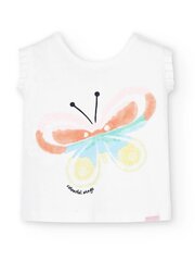 BOBOLI Multi-Coloured Butterfly Print Off White 520236673 hinta ja tiedot | Tyttöjen paidat | hobbyhall.fi