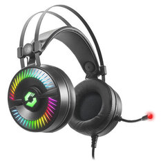 On-ear kuulokkeet Speedlink + mikrofoni Quyre RGB 7.1, must (SL-860006-BK) hinta ja tiedot | Kuulokkeet | hobbyhall.fi