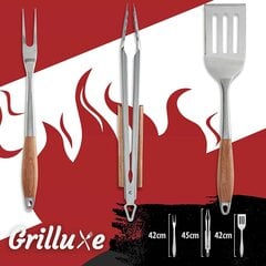 Grilluxe® grillausvälinesarja, lihahaarukka + lasta + pihdit, 3 kpl. hinta ja tiedot | Grilluxe Urheilu ja vapaa-aika | hobbyhall.fi