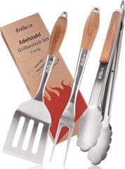 Grilluxe® grillausvälinesarja, lihahaarukka + lasta + pihdit, 3 kpl. hinta ja tiedot | Grilluxe Urheilu ja vapaa-aika | hobbyhall.fi