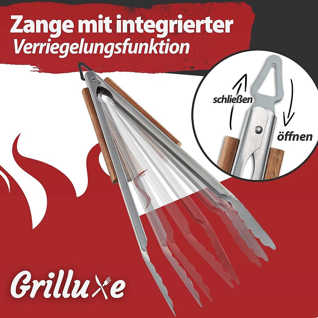 Grilluxe® grillausvälinesarja, lihahaarukka + lasta + pihdit, 3 kpl. hinta ja tiedot | Grillitarvikkeet ja -välineet | hobbyhall.fi