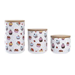 3 purkkia DKD Home Decor Luonnollinen Valkoinen Monivärinen Bambu Kivitavara 10 x 10 x 17 cm Kuppikakku hinta ja tiedot | Dkd Home Decor Ruokailuvälineet ja keittiötarvikkeet | hobbyhall.fi