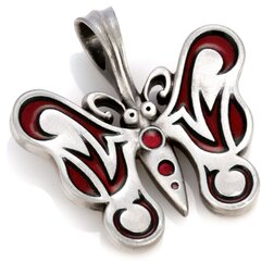 Bico "Butterfly" hartsi ja metalli perhonenriipus (B219 punainen) hinta ja tiedot | Kaulakorut | hobbyhall.fi