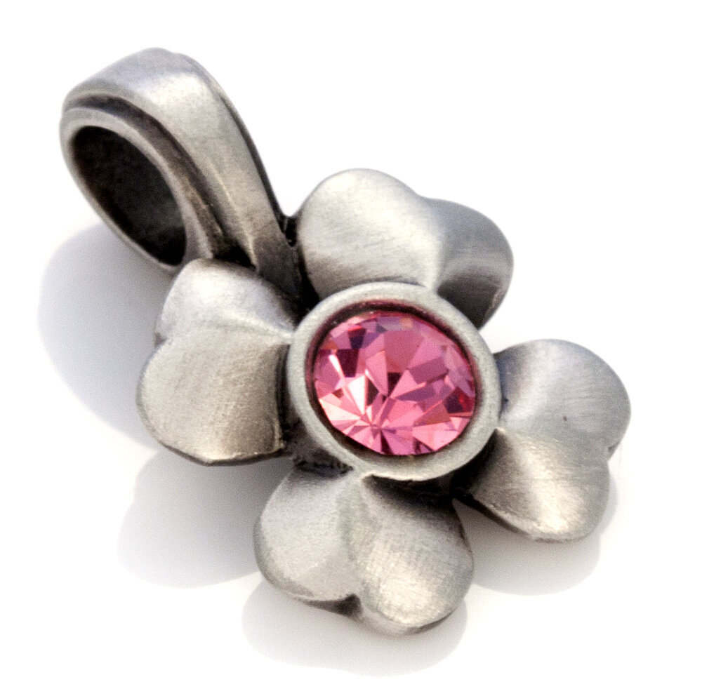 Bico "Clover" riippuvalaisin vaaleanpunaisilla kristalleilla (MS13 Pink) hinta ja tiedot | Kaulakorut | hobbyhall.fi