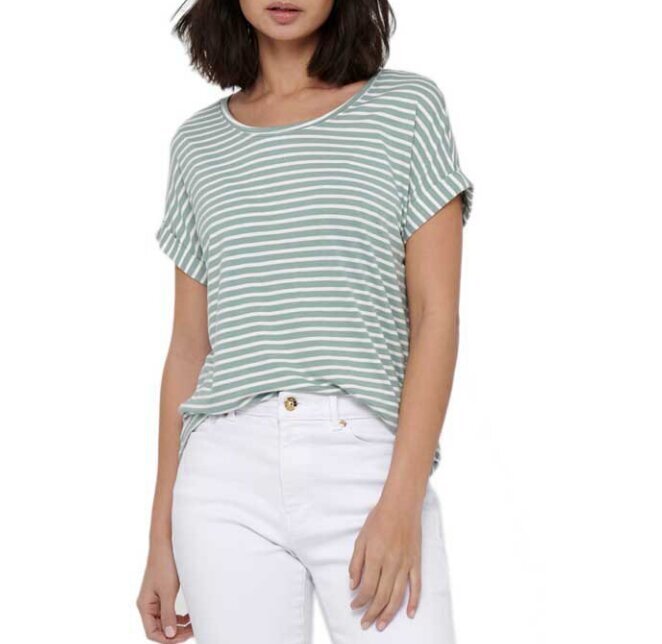 Only naiset Onlmoster Stripe S/s O-Neck Jrs Noos 15206243 jerseytopit vihreä hinta ja tiedot | Naisten paidat | hobbyhall.fi