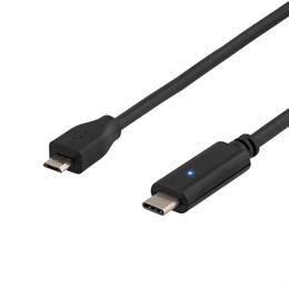 Deltaco USBC-1025 USB 2.0, USB-C, Micro B -kaapeli, 1,5 m hinta ja tiedot | Puhelinkaapelit | hobbyhall.fi