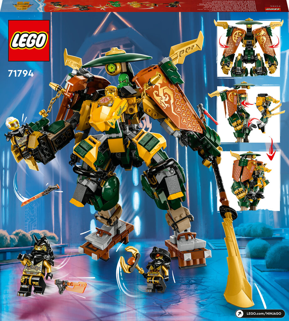 71794 LEGO® NINJAGO Lloydin ja Arinin ninjatiimin robottiasut hinta ja tiedot | LEGOT ja rakennuslelut | hobbyhall.fi