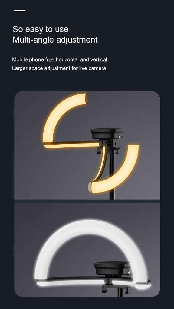 Kokoontaittuva rengas LED-valo sisäänrakennetulla telineellä 2m, 4000mAh akku, Cyke YY-1 ("Ring fill light") hinta ja tiedot | Valokuvaustarvikkeet | hobbyhall.fi