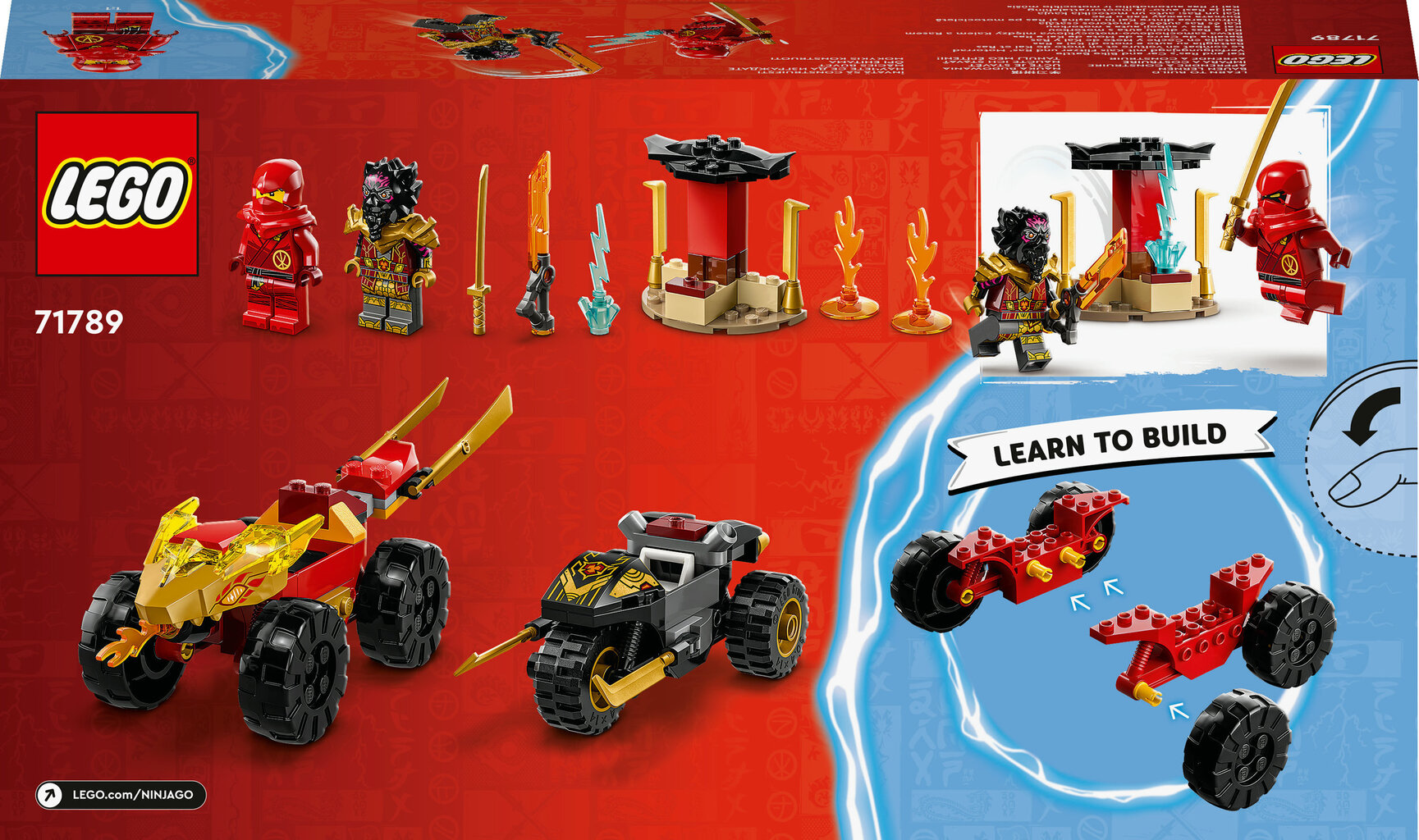 71789 LEGO® NINJAGO Kain ja Rasin auto- ja motskaritaistelu hinta ja tiedot | LEGOT ja rakennuslelut | hobbyhall.fi