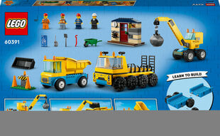 60391 LEGO® City Rakennustyömaan ajoneuvot, nosturi ja purkupallo hinta ja tiedot | LEGOT ja rakennuslelut | hobbyhall.fi