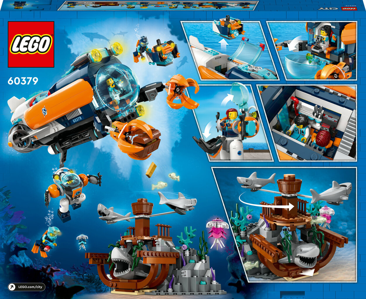 60379 LEGO® City Syvänmeren tutkimussukellusvene hinta ja tiedot | LEGOT ja rakennuslelut | hobbyhall.fi
