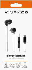 Vivanco kuulokkeet mikrofonilla USB-C, musta (61752) hinta ja tiedot | Kuulokkeet | hobbyhall.fi