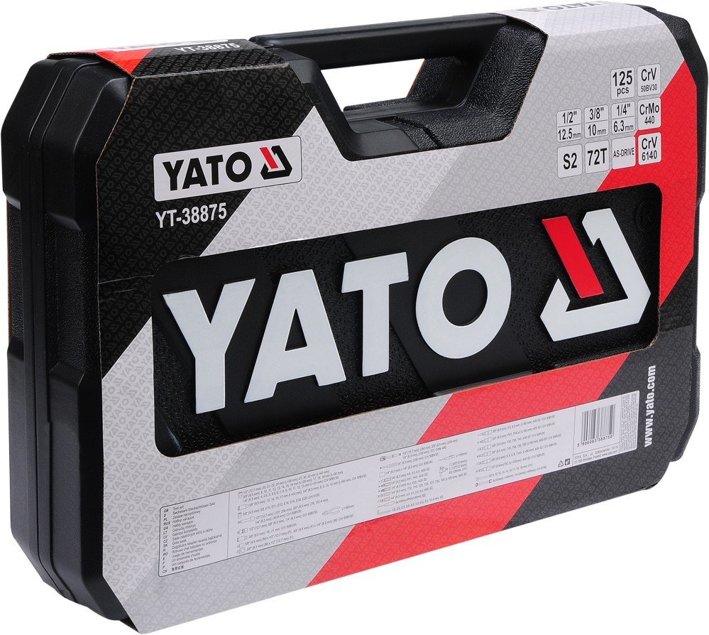 Työkalusarja YATO 1/4 , 1/2, 3/8 (126 kpl) YT-38875 hinta ja tiedot | Käsityökalut | hobbyhall.fi