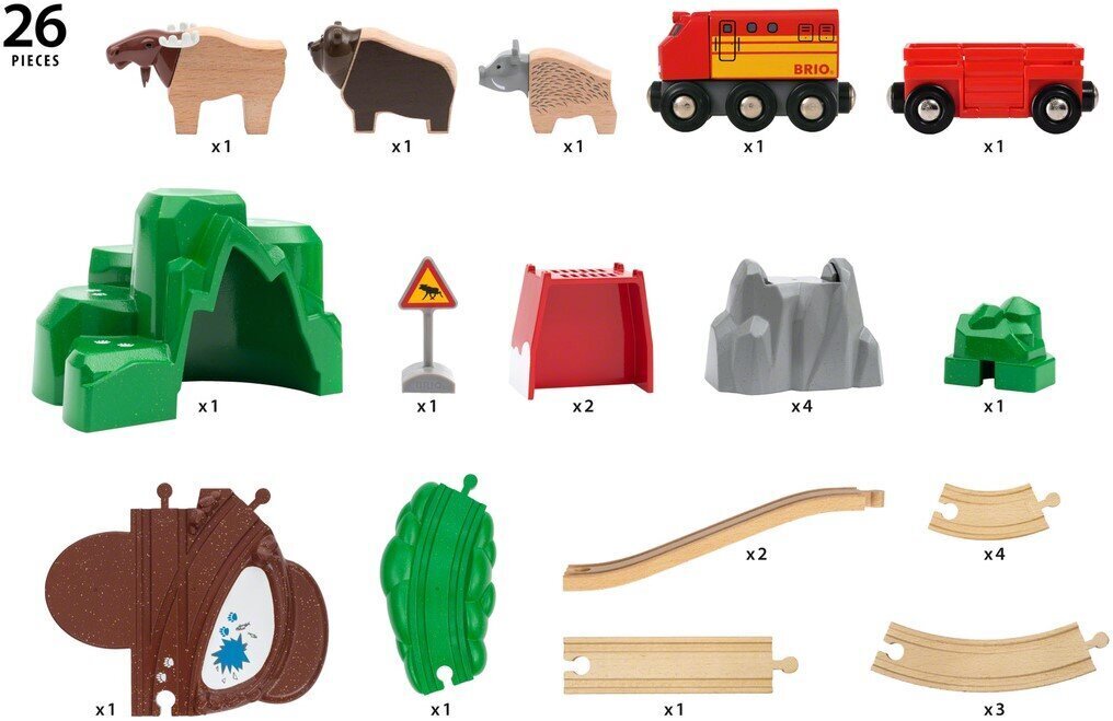 Brio Forest Animals junasarja rautateillä, 33988 hinta ja tiedot | Poikien lelut | hobbyhall.fi