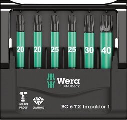 Wera Bit-Check 6 TX Impactor 1 -sarja, 6 kpl hinta ja tiedot | Käsityökalut | hobbyhall.fi