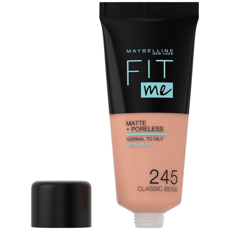 Nestemäinen meikkivoide Maybelline New York Fit Me! Matte & Poreless, 245 Classic Beige, 30 ml hinta ja tiedot | Meikkivoiteet ja puuterit | hobbyhall.fi