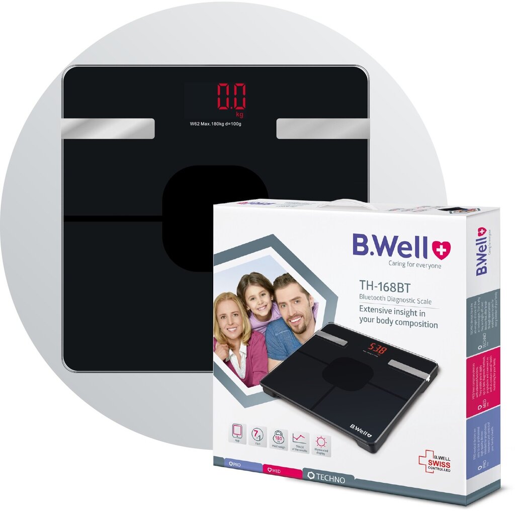 B.Well TH-168BT Diagnostinen vaaka Bluetooth-tekniikalla hinta ja tiedot | Vaa'at | hobbyhall.fi