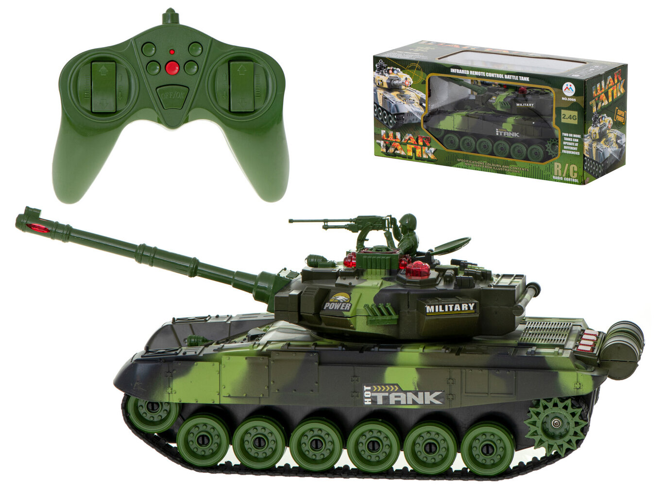 Tank War 9995 2,4 GHz vihreä hinta ja tiedot | Poikien lelut | hobbyhall.fi