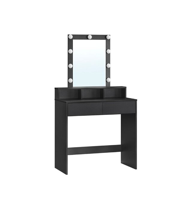 Meikkipöytä LED-valaistuksella 140 x 80 x 40 cm musta hinta ja tiedot | Peilipöydät | hobbyhall.fi