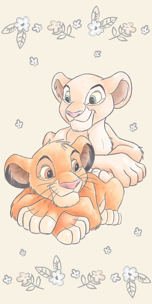 Lasten pyyhe Disney Leijonakuningas Simba & Nala, 70x140 cm hinta ja tiedot | Pyyhkeet | hobbyhall.fi