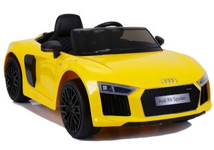 Iso Audi R8 JJ2198, yksipaikkainen sähköauto lapsille, keltainen hinta ja tiedot | Lasten sähköautot | hobbyhall.fi