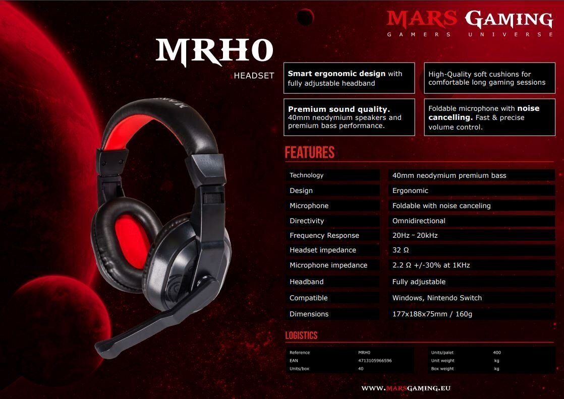 Mars Gaming MRH0 hinta ja tiedot | Kuulokkeet | hobbyhall.fi