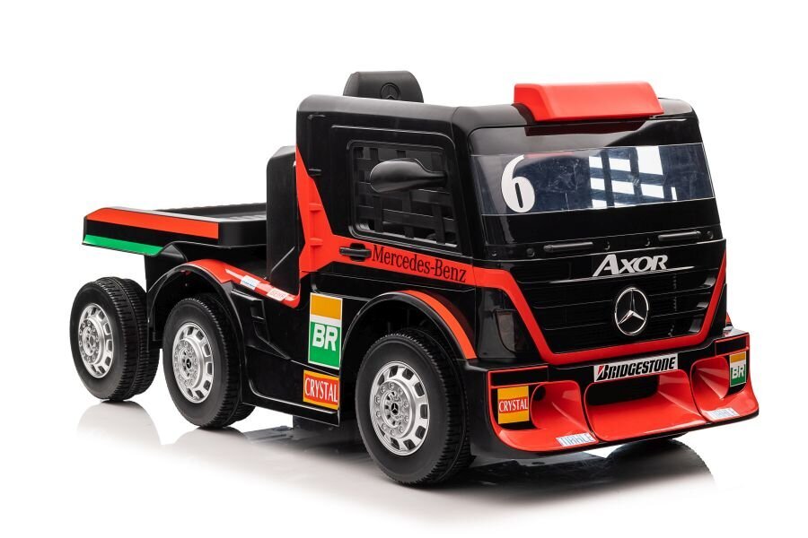 Mercedes-Benz Axor XMX622 yksipaikkainen sähköauto perävaunulla, punainen hinta ja tiedot | Lasten sähköautot | hobbyhall.fi