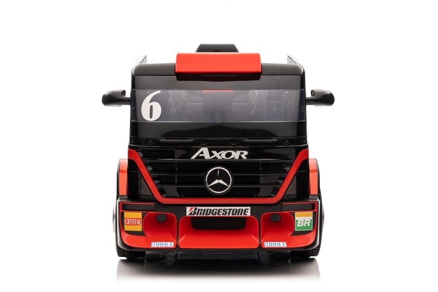 Mercedes-Benz Axor XMX622 yksipaikkainen sähköauto perävaunulla, punainen hinta ja tiedot | Lasten sähköautot | hobbyhall.fi