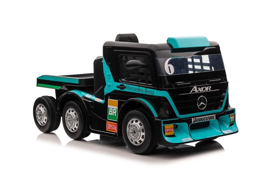 Mercedes-Benz Axor XMX622 yksipaikkainen sähköauto perävaunulla, sininen hinta ja tiedot | Lasten sähköautot | hobbyhall.fi