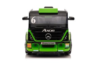 Mercedes-Benz Axor XMX622 yksipaikkainen sähköauto perävaunun kanssa, vihreä hinta ja tiedot | Lasten sähköautot | hobbyhall.fi