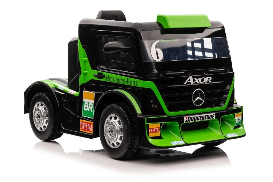 Mercedes-Benz Axor XMX622, yksipaikkainen sähköauto lapsille, vihreä hinta ja tiedot | Lasten sähköautot | hobbyhall.fi