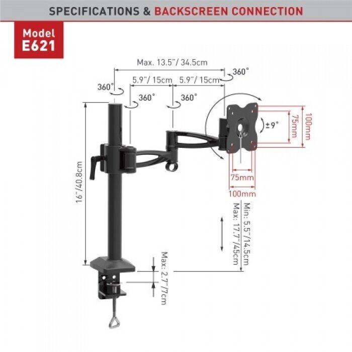 Barkan E621 hinta ja tiedot | Näyttötelineet | hobbyhall.fi