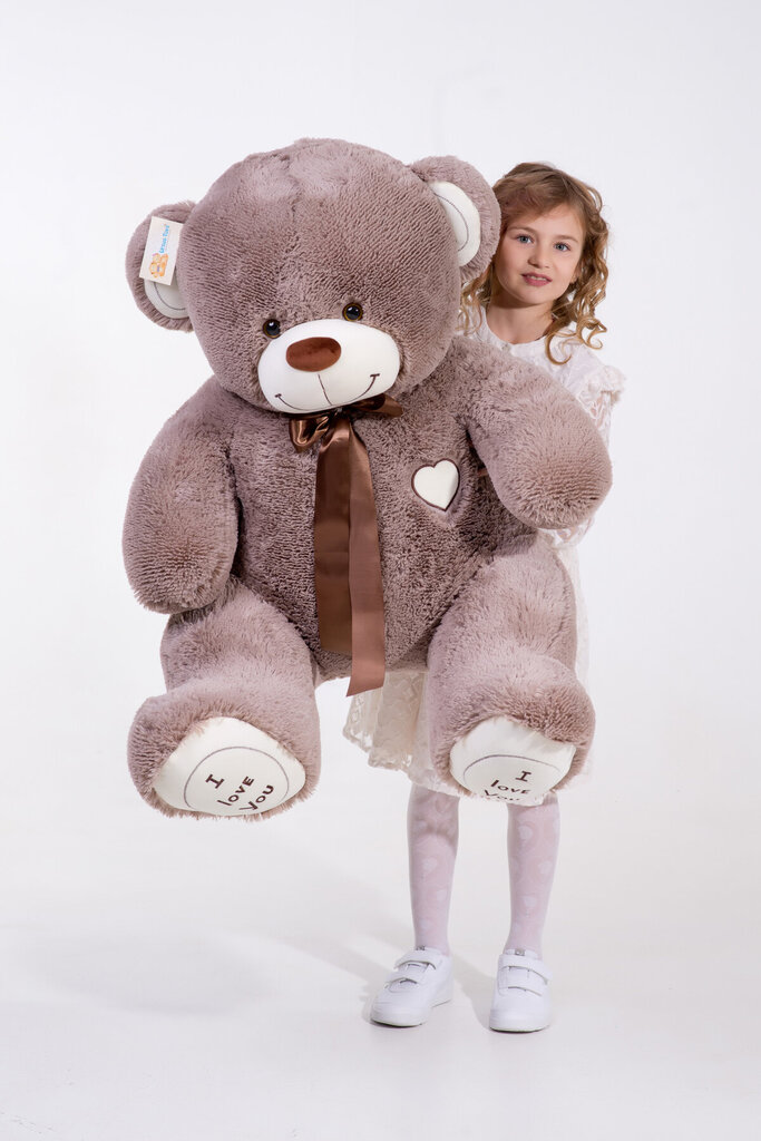 Nalle "I love you" 150 cm Harmaanruskea hinta ja tiedot | Pehmolelut | hobbyhall.fi