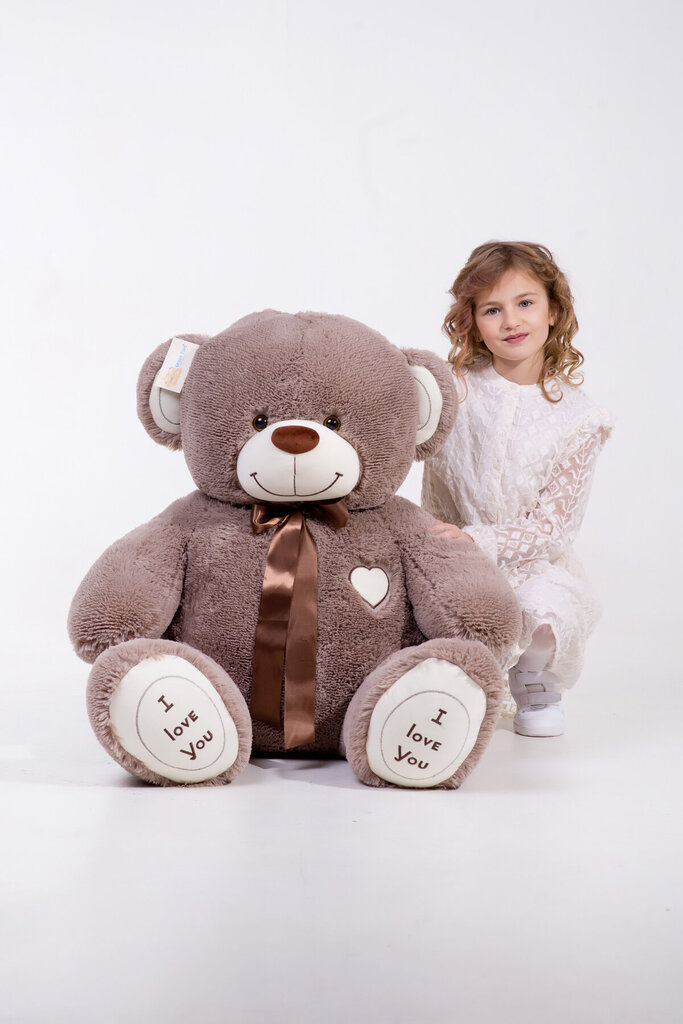 Nalle "I love you" 150 cm Harmaanruskea hinta ja tiedot | Pehmolelut | hobbyhall.fi