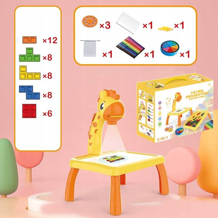 Projektori piirtämiseen musiikin kanssa + työpöytä Tetris "keltainen kirahvi" hinta ja tiedot | Kehittävät lelut | hobbyhall.fi