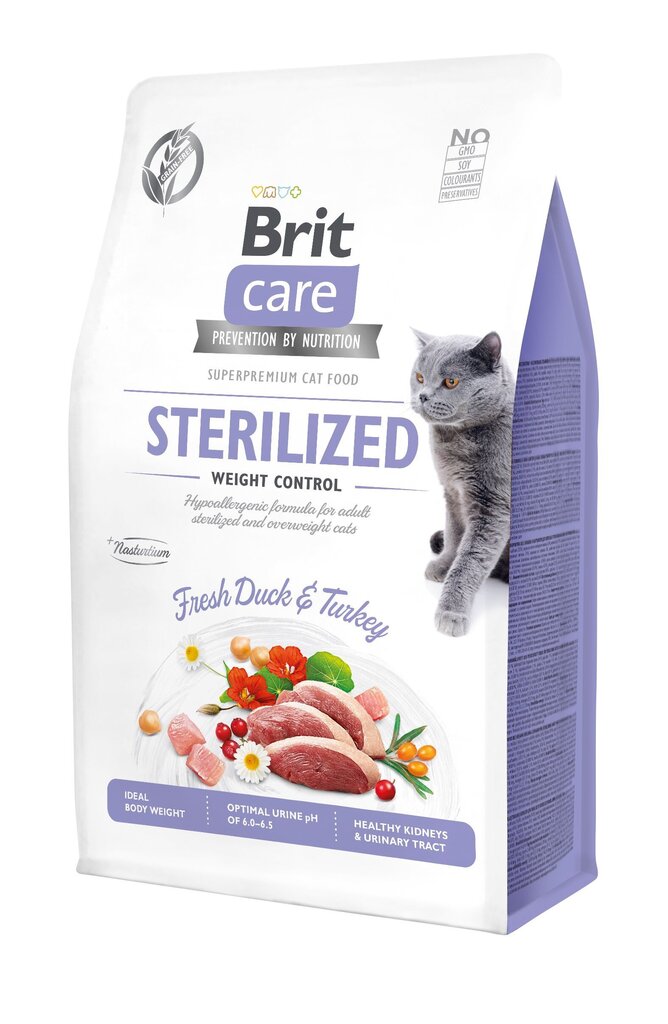 Brit Care Cat Grain-Free Sterilized Weight Control kissanruoka 0,4kg hinta ja tiedot | Kissan kuivaruoka | hobbyhall.fi