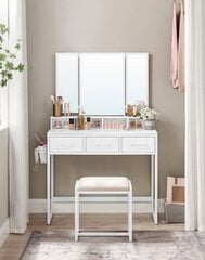 Pöytä laatikoilla, tuoli, peili 40 x 90 x 141 cm valkoinen hinta ja tiedot | Peilipöydät | hobbyhall.fi