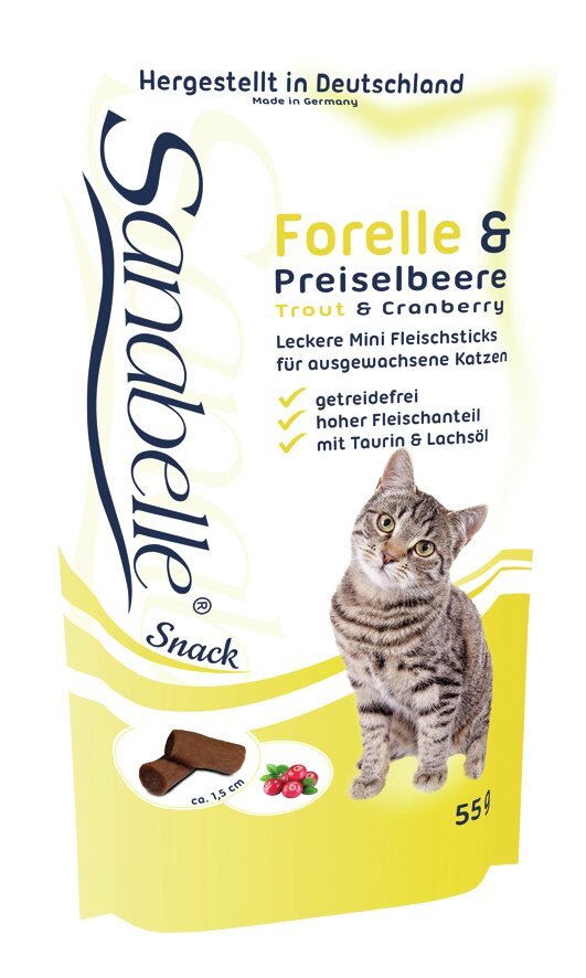Kuivaruoka kissoille Sanabelle Adult Strutsi (strutsinlihalla) 2kg + 2 x Snack Trout 55g hinta ja tiedot | Kissan kuivaruoka | hobbyhall.fi