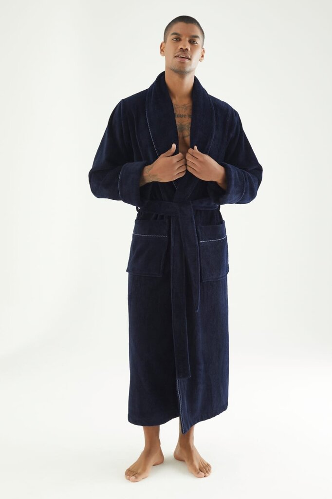 Miesten bambusta valmistettu miesten aamutakki PH-7235, sininen hinta ja tiedot | Miesten kylpytakit ja pyjamat | hobbyhall.fi