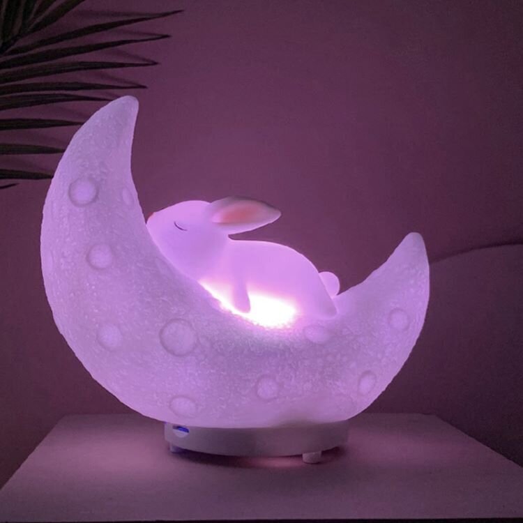 Ladattava LED-yövalo lapsille Rabbit on the moon Bluetooth-kaiuttimella hinta ja tiedot | Lastenhuoneen valaisimet | hobbyhall.fi