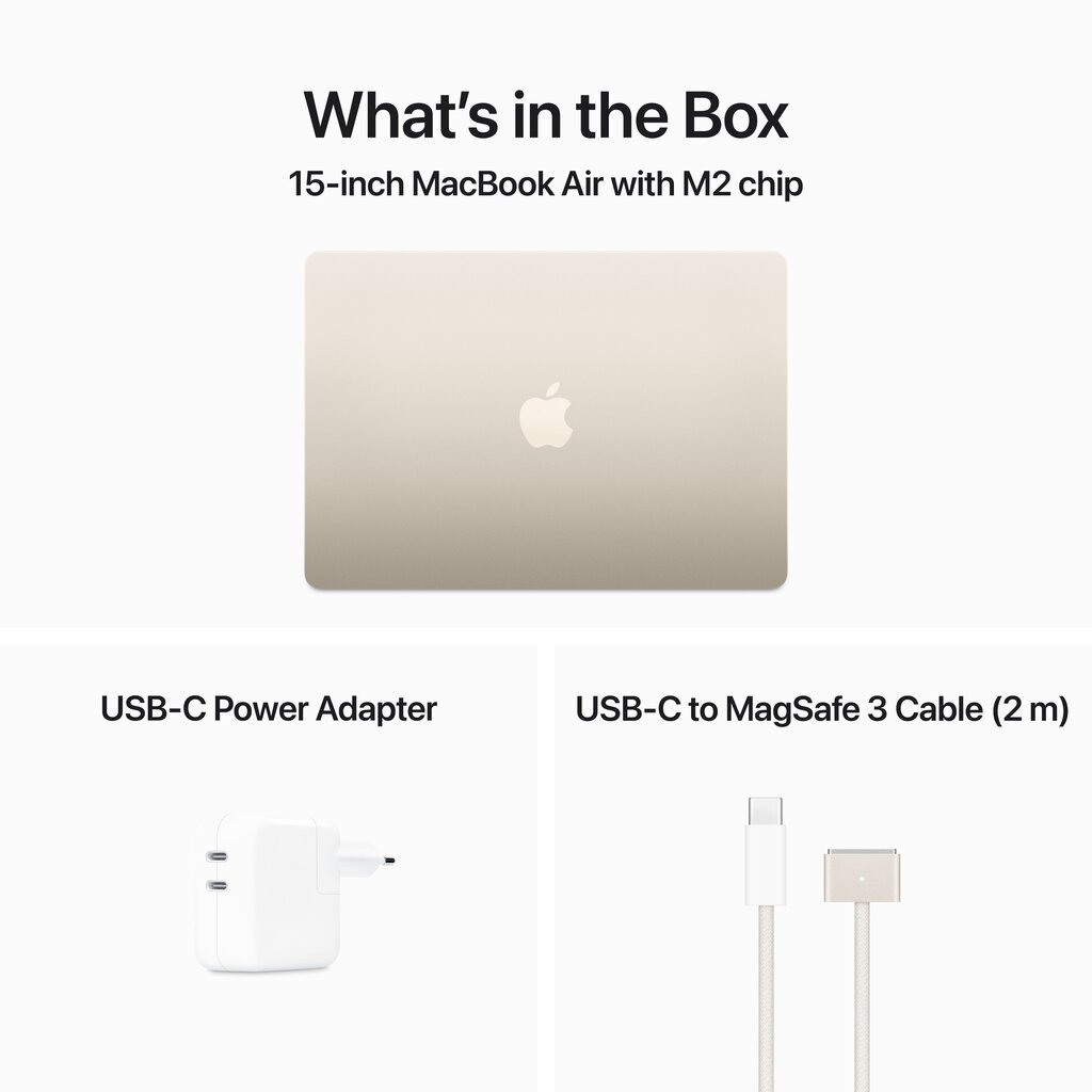 Macbook Air 15” Apple M2 8C CPU, 10C GPU/8GB/256GB SSD/Starlight/RUS - MQKU3RU/A hinta ja tiedot | Kannettavat tietokoneet | hobbyhall.fi