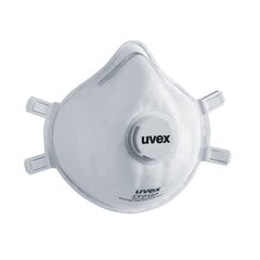 Kasvonaamari UVEX Silv-Air classic 2312 FFP3, esimuotoiltu venttiilillä varustettu maski, pienempi versio, valkoinen, 2 kpl vähittäismyyntipakkaus hinta ja tiedot | Pään suojavarusteet | hobbyhall.fi