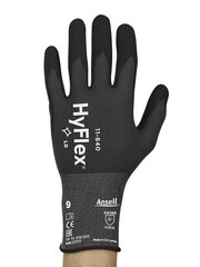 Suojakäsineet Ansell HyFlex 11-840, koko 11. Nylon, spandex. Vaahto nitriili kämmen kastettu. Vähittäismyyntipakkaus hinta ja tiedot | Työkäsineet | hobbyhall.fi